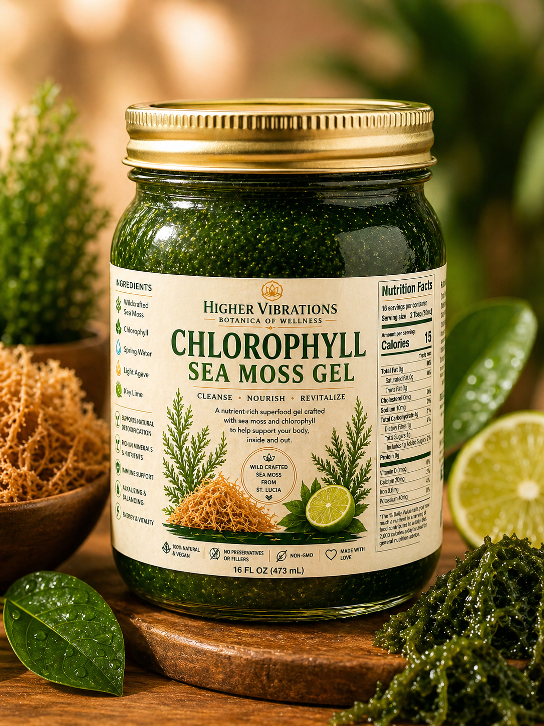 Chlorophyll Sea Moss Gel – Daily Cleanse & Detox Support (16 oz)
