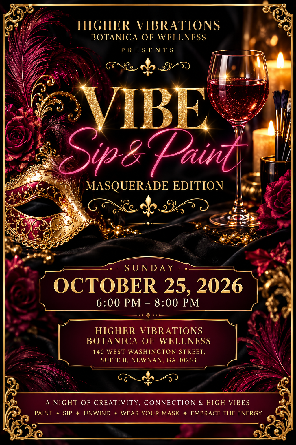 VIBE Sip & Paint – Masquerade Edition